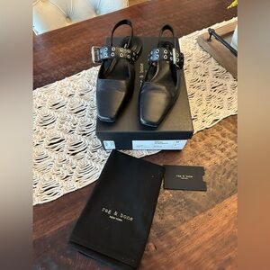 Rag & Bone Astra Slingback Flat in Black/Silver - Size 9